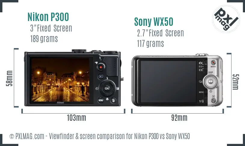 Nikon P300 vs Sony WX50 Screen and Viewfinder comparison Nikon P300 vs Sony WX50 Screen and Viewfinder comparison