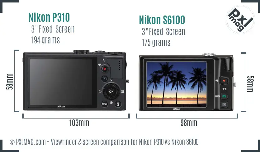 Nikon P310 vs Nikon S6100 Screen and Viewfinder comparison Nikon P310 vs Nikon S6100 Screen and Viewfinder comparison
