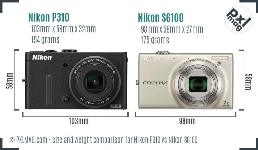 Nikon P310 vs Nikon S6100 size comparison Nikon P310 vs Nikon S6100 size comparison
