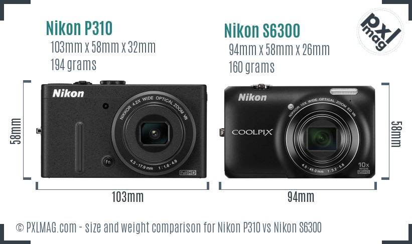 Nikon P310 vs Nikon S6300 size comparison Nikon P310 vs Nikon S6300 size comparison