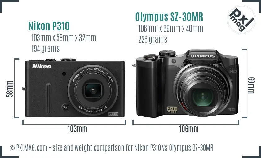 Nikon P310 vs Olympus SZ-30MR size comparison Nikon P310 vs Olympus SZ-30MR size comparison