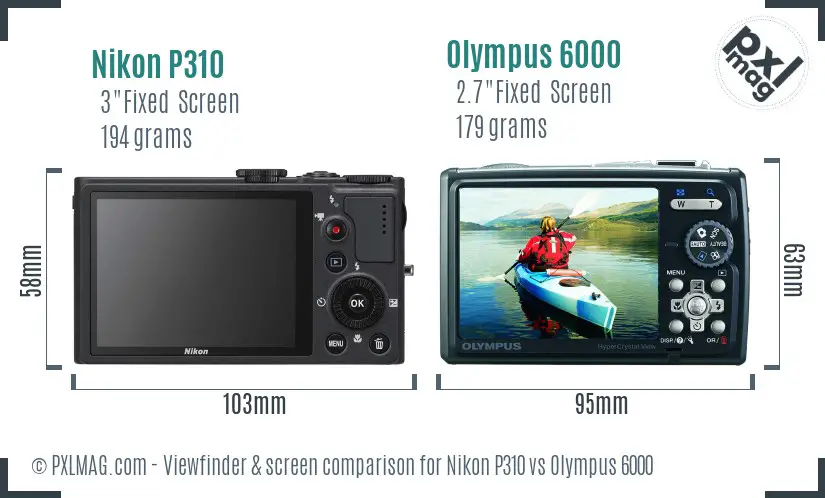 Nikon P310 vs Olympus 6000 Screen and Viewfinder comparison Nikon P310 vs Olympus 6000 Screen and Viewfinder comparison
