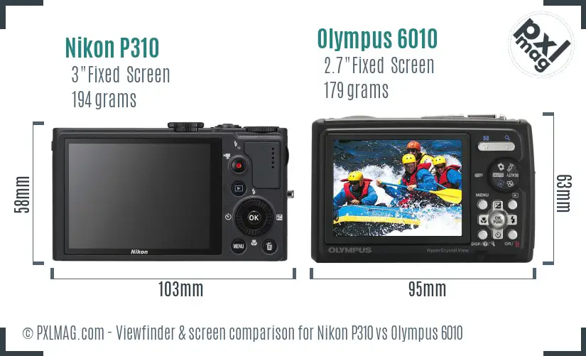 Nikon P310 vs Olympus 6010 Screen and Viewfinder comparison Nikon P310 vs Olympus 6010 Screen and Viewfinder comparison