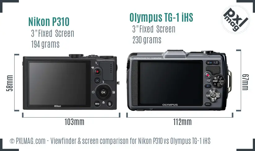 Nikon P310 vs Olympus TG-1 iHS Screen and Viewfinder comparison
