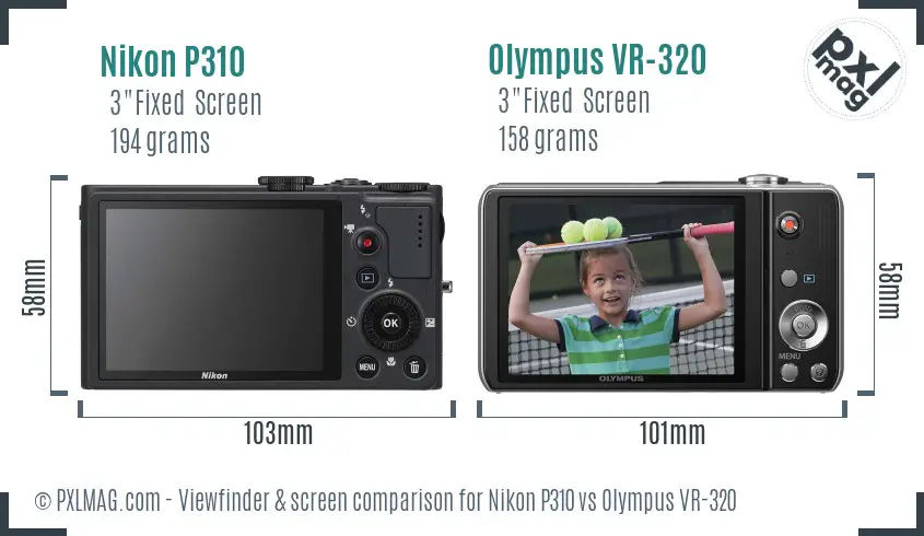 Nikon P310 vs Olympus VR-320 Screen and Viewfinder comparison Nikon P310 vs Olympus VR-320 Screen and Viewfinder comparison