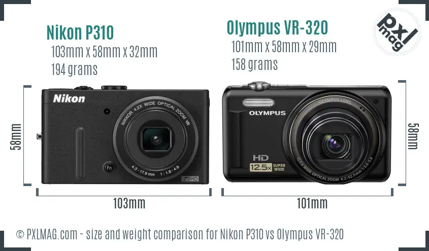 Nikon P310 vs Olympus VR-320 size comparison Nikon P310 vs Olympus VR-320 size comparison