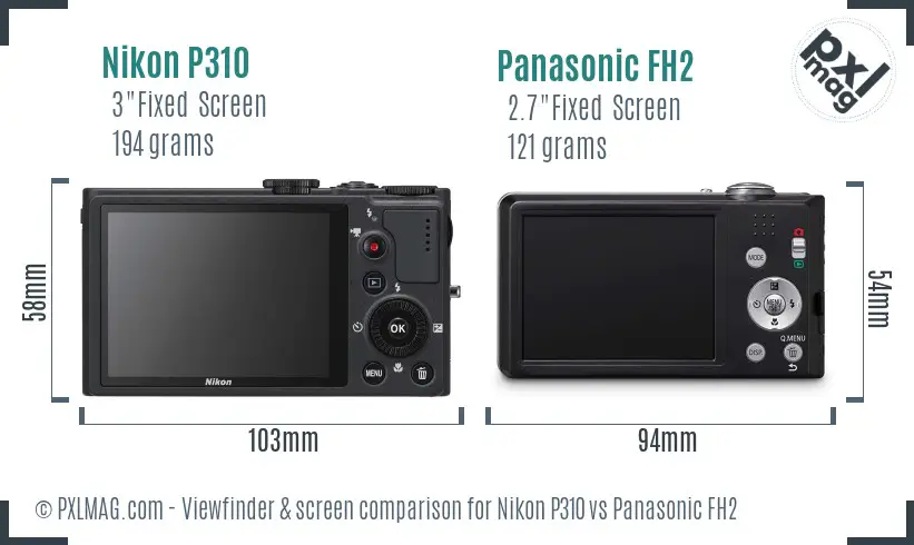 Nikon P310 vs Panasonic FH2 Screen and Viewfinder comparison Nikon P310 vs Panasonic FH2 Screen and Viewfinder comparison