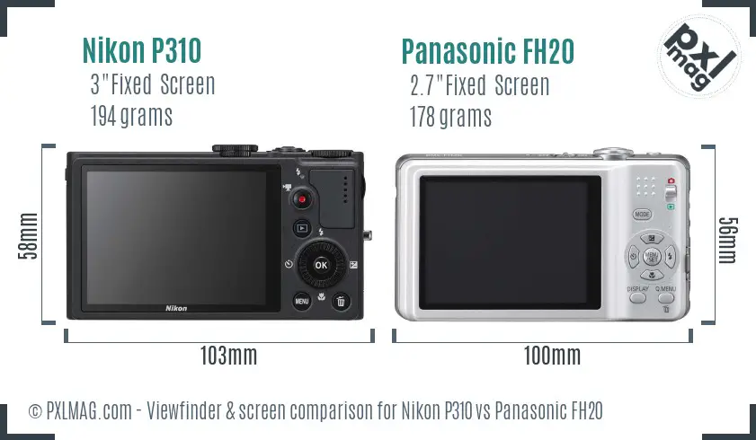 Nikon P310 vs Panasonic FH20 Screen and Viewfinder comparison Nikon P310 vs Panasonic FH20 Screen and Viewfinder comparison