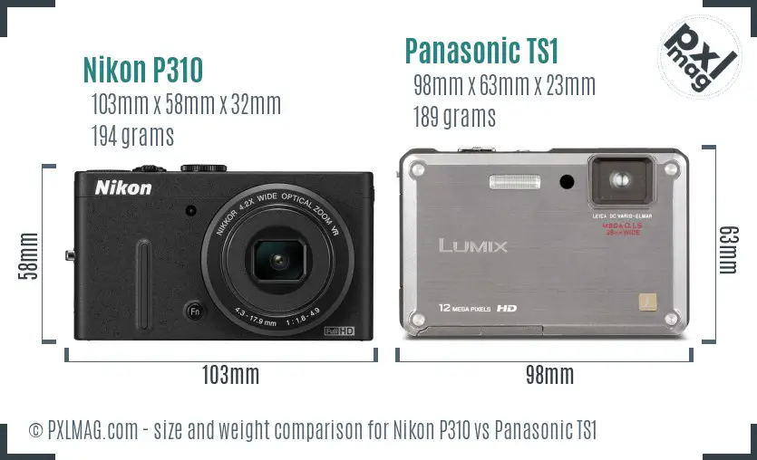Nikon P310 vs Panasonic TS1 size comparison Nikon P310 vs Panasonic TS1 size comparison