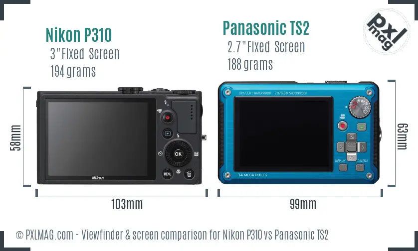Nikon P310 vs Panasonic TS2 Screen and Viewfinder comparison