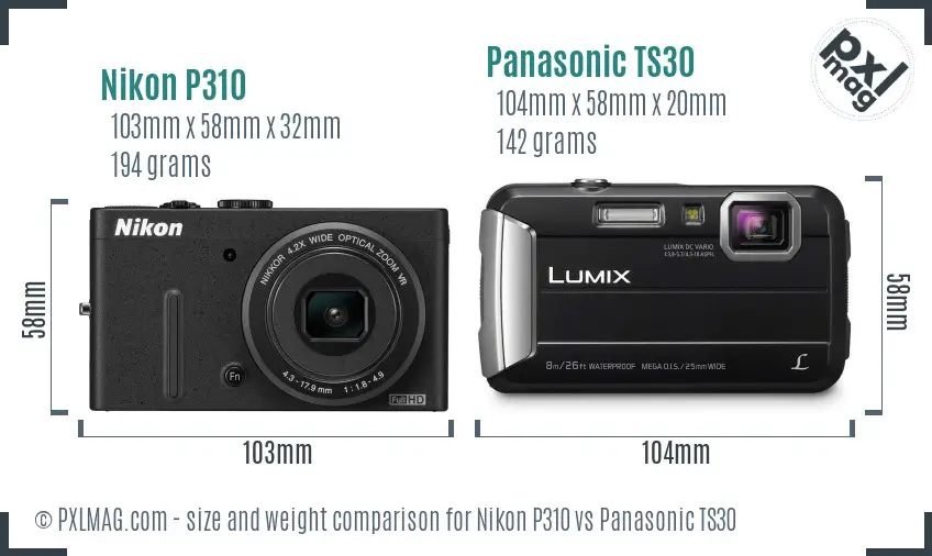 Nikon P310 vs Panasonic TS30 size comparison Nikon P310 vs Panasonic TS30 size comparison