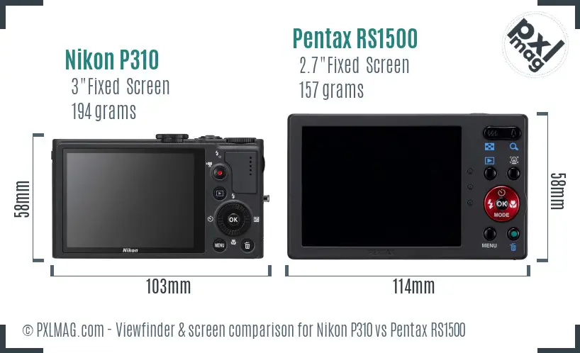 Nikon P310 vs Pentax RS1500 Screen and Viewfinder comparison Nikon P310 vs Pentax RS1500 Screen and Viewfinder comparison