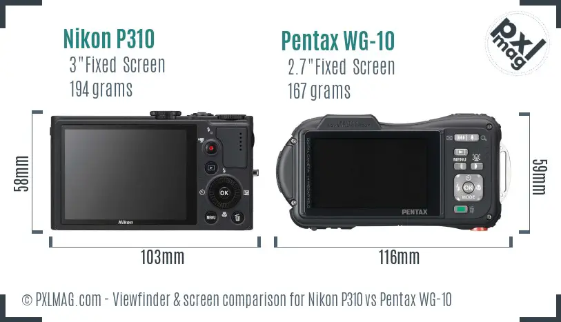 Nikon P310 vs Pentax WG-10 Screen and Viewfinder comparison Nikon P310 vs Pentax WG-10 Screen and Viewfinder comparison