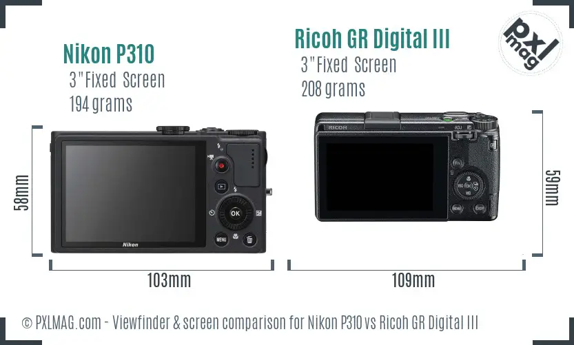 Nikon P310 vs Ricoh GR Digital III Screen and Viewfinder comparison Nikon P310 vs Ricoh GR Digital III Screen and Viewfinder comparison
