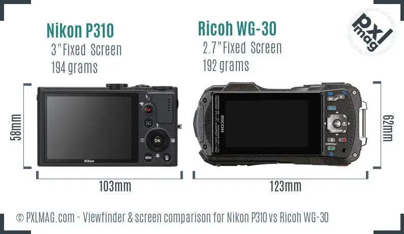 Nikon P310 vs Ricoh WG-30 Screen and Viewfinder comparison Nikon P310 vs Ricoh WG-30 Screen and Viewfinder comparison