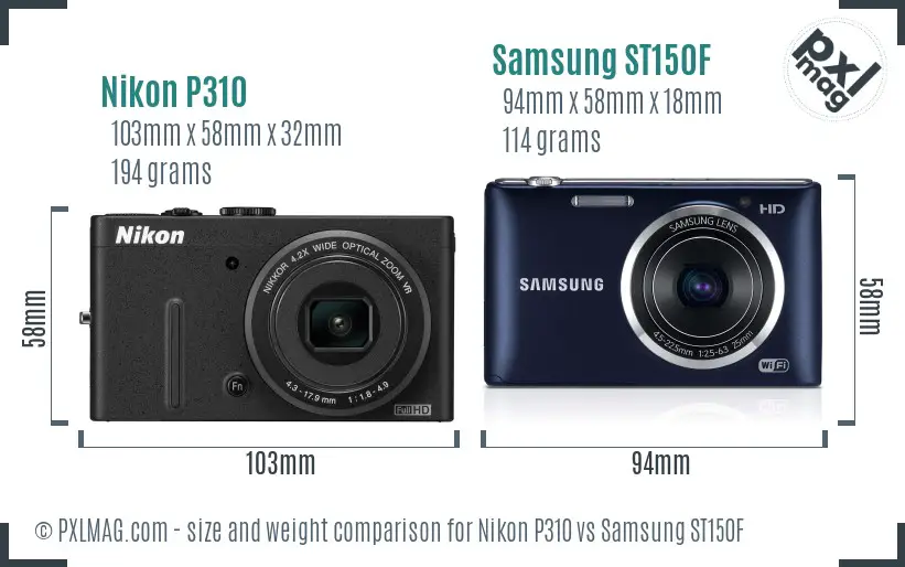 Nikon P310 vs Samsung ST150F size comparison Nikon P310 vs Samsung ST150F size comparison