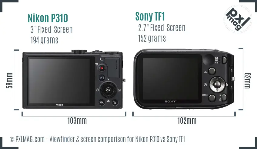 Nikon P310 vs Sony TF1 Screen and Viewfinder comparison Nikon P310 vs Sony TF1 Screen and Viewfinder comparison