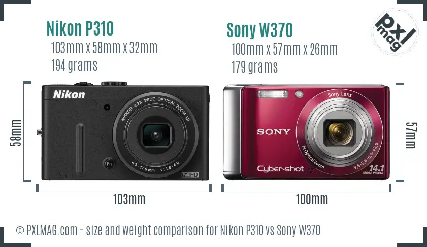 Nikon P310 vs Sony W370 size comparison Nikon P310 vs Sony W370 size comparison