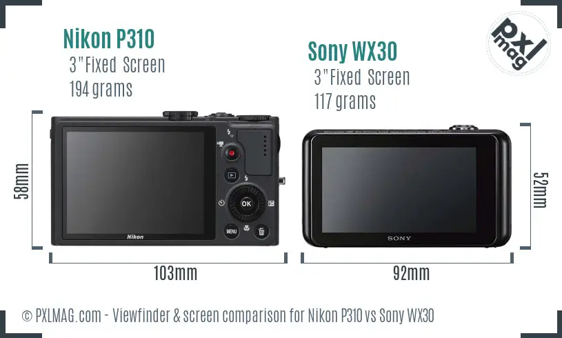 Nikon P310 vs Sony WX30 Screen and Viewfinder comparison Nikon P310 vs Sony WX30 Screen and Viewfinder comparison