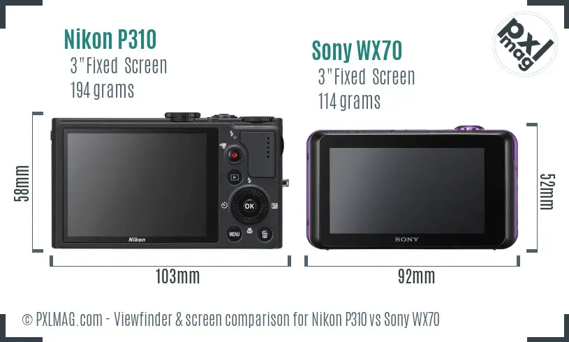Nikon P310 vs Sony WX70 Screen and Viewfinder comparison Nikon P310 vs Sony WX70 Screen and Viewfinder comparison