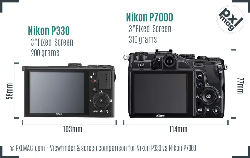 Nikon P330 vs Nikon P7000 Screen and Viewfinder comparison
