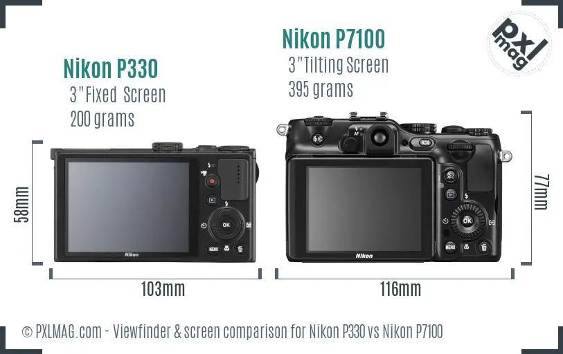 Nikon P330 vs Nikon P7100 Screen and Viewfinder comparison