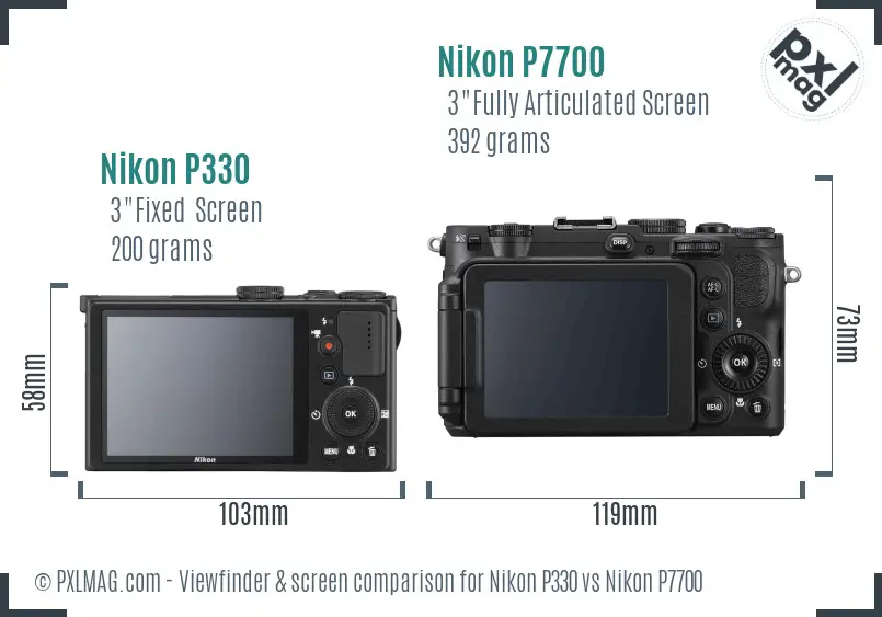 Nikon P330 vs Nikon P7700 Screen and Viewfinder comparison