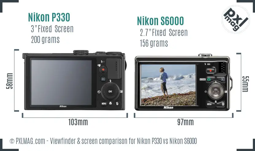 Nikon P330 vs Nikon S6000 Screen and Viewfinder comparison Nikon P330 vs Nikon S6000 Screen and Viewfinder comparison
