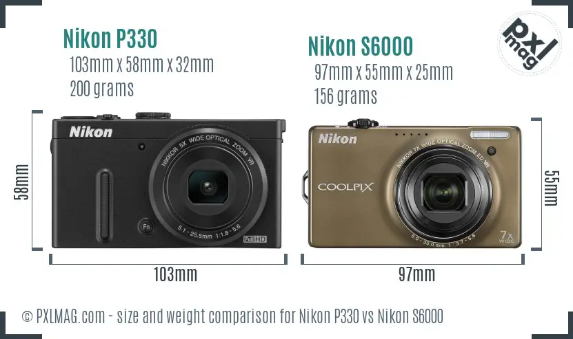 Nikon P330 vs Nikon S6000 size comparison Nikon P330 vs Nikon S6000 size comparison