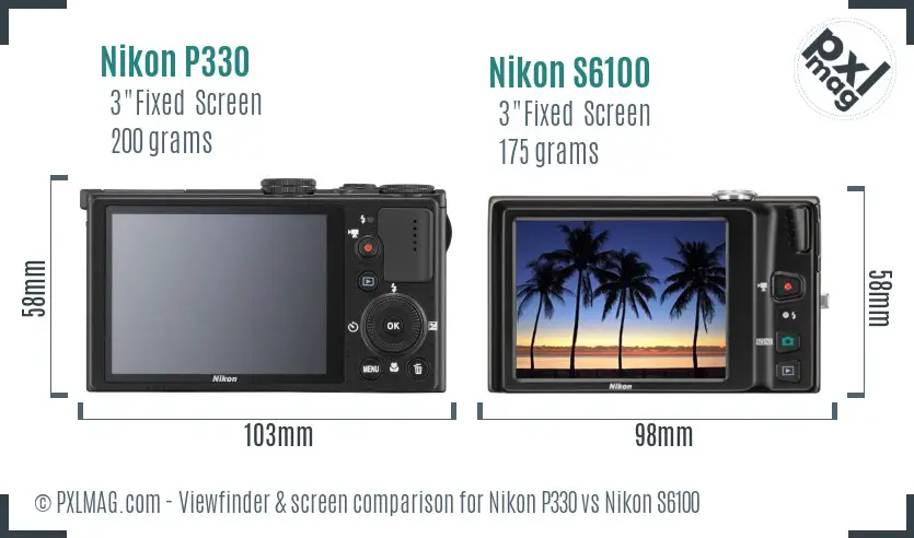 Nikon P330 vs Nikon S6100 Screen and Viewfinder comparison