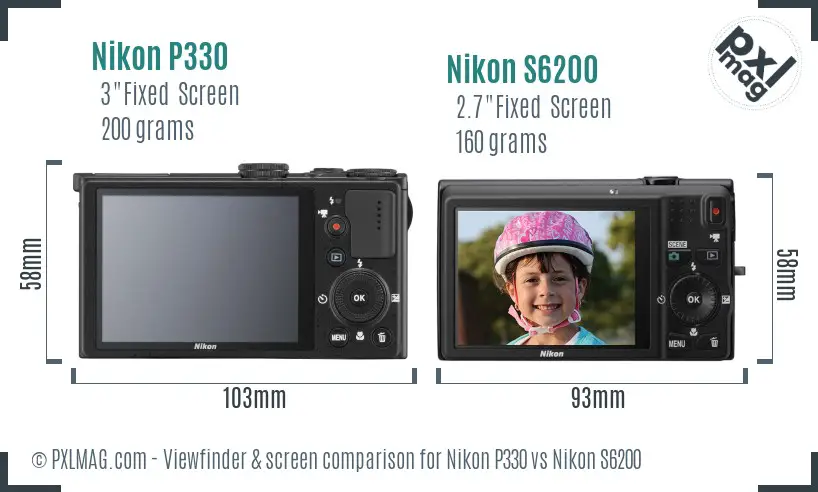 Nikon P330 vs Nikon S6200 Screen and Viewfinder comparison