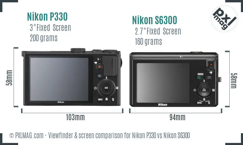 Nikon P330 vs Nikon S6300 Screen and Viewfinder comparison