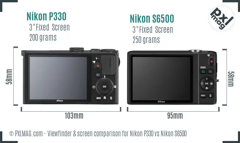 Nikon P330 vs Nikon S6500 Screen and Viewfinder comparison