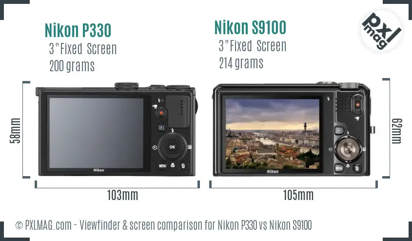 Nikon P330 vs Nikon S9100 Screen and Viewfinder comparison