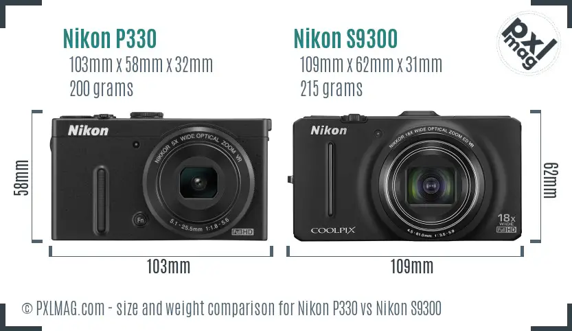 Nikon P330 vs Nikon S9300 size comparison Nikon P330 vs Nikon S9300 size comparison