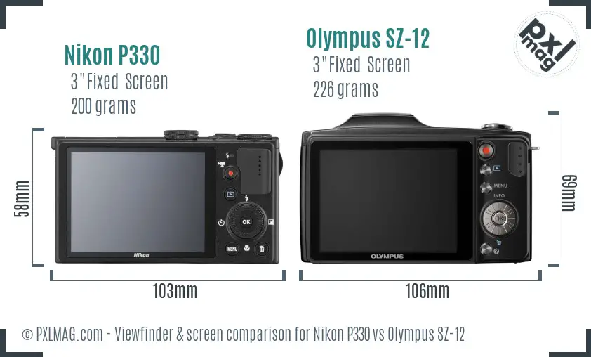 Nikon P330 vs Olympus SZ-12 Screen and Viewfinder comparison Nikon P330 vs Olympus SZ-12 Screen and Viewfinder comparison