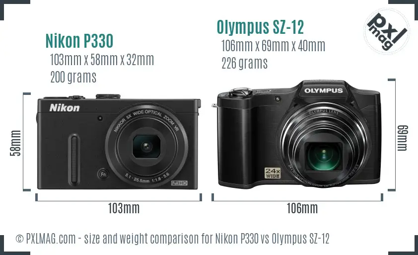Nikon P330 vs Olympus SZ-12 size comparison Nikon P330 vs Olympus SZ-12 size comparison