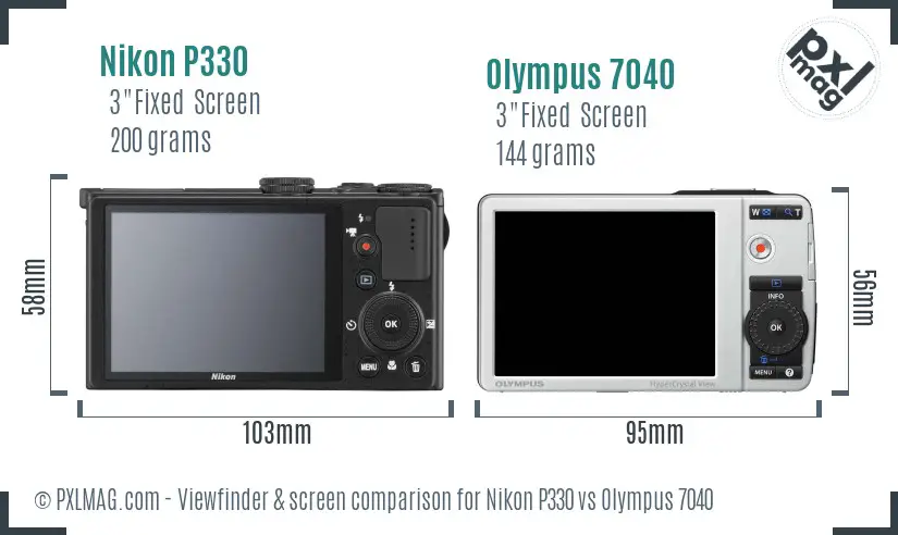 Nikon P330 vs Olympus 7040 Screen and Viewfinder comparison