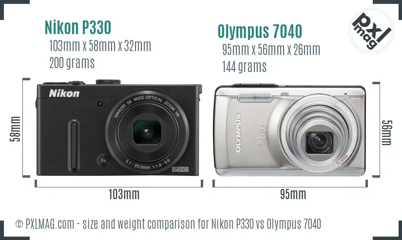 Nikon P330 vs Olympus 7040 size comparison