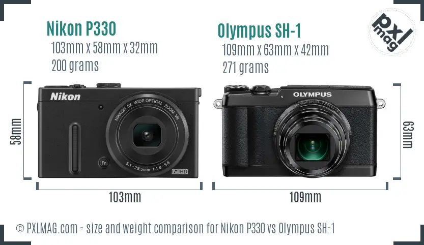 Nikon P330 vs Olympus SH-1 size comparison