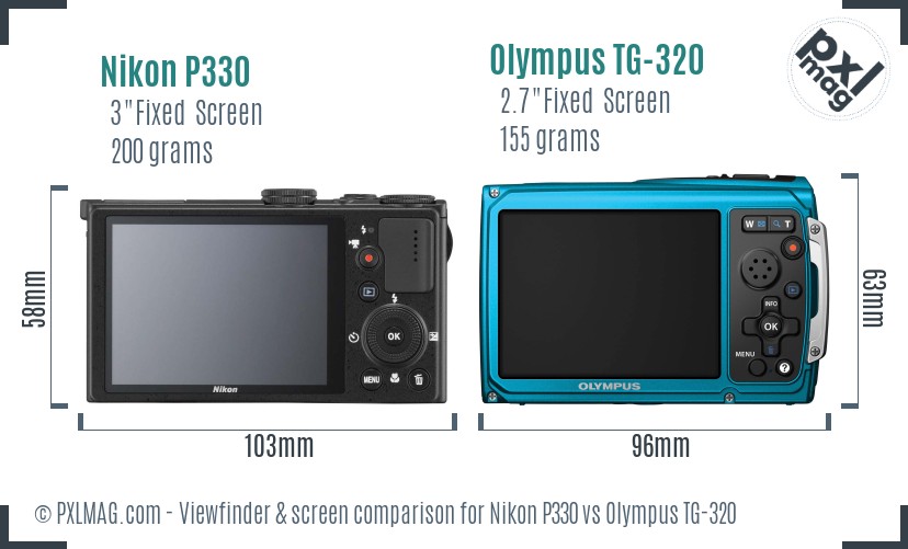 Nikon P330 vs Olympus TG-320 Screen and Viewfinder comparison