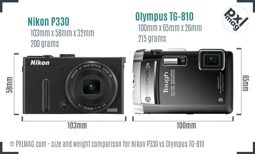 Nikon P330 vs Olympus TG-810 size comparison Nikon P330 vs Olympus TG-810 size comparison