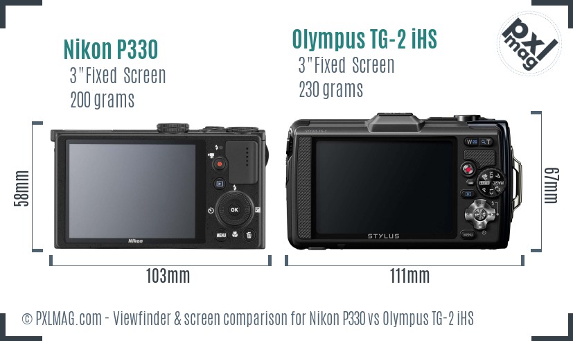 Nikon P330 vs Olympus TG-2 iHS Screen and Viewfinder comparison