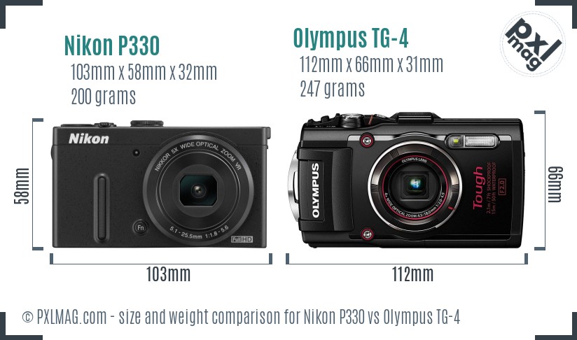 Nikon P330 vs Olympus TG-4 size comparison Nikon P330 vs Olympus TG-4 size comparison