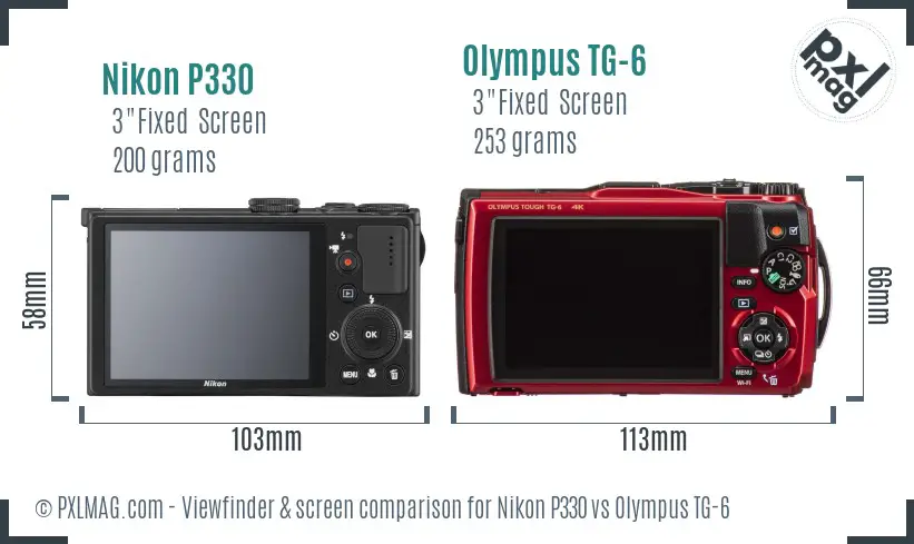 Nikon P330 vs Olympus TG-6 Screen and Viewfinder comparison Nikon P330 vs Olympus TG-6 Screen and Viewfinder comparison
