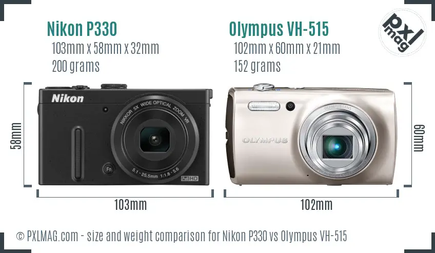 Nikon P330 vs Olympus VH-515 size comparison Nikon P330 vs Olympus VH-515 size comparison