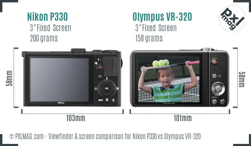 Nikon P330 vs Olympus VR-320 Screen and Viewfinder comparison