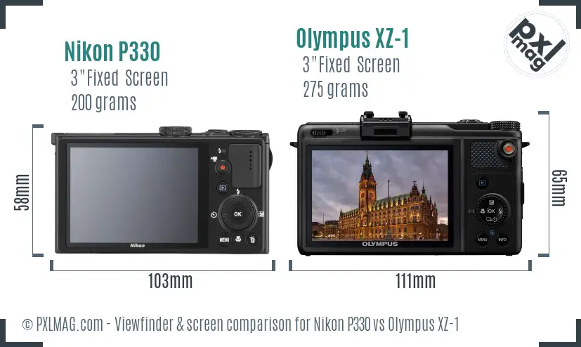 Nikon P330 vs Olympus XZ-1 Screen and Viewfinder comparison Nikon P330 vs Olympus XZ-1 Screen and Viewfinder comparison