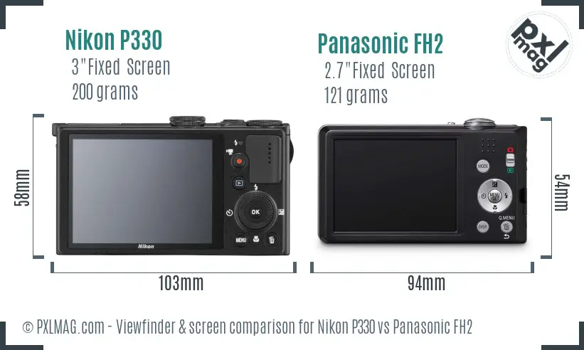 Nikon P330 vs Panasonic FH2 Screen and Viewfinder comparison Nikon P330 vs Panasonic FH2 Screen and Viewfinder comparison