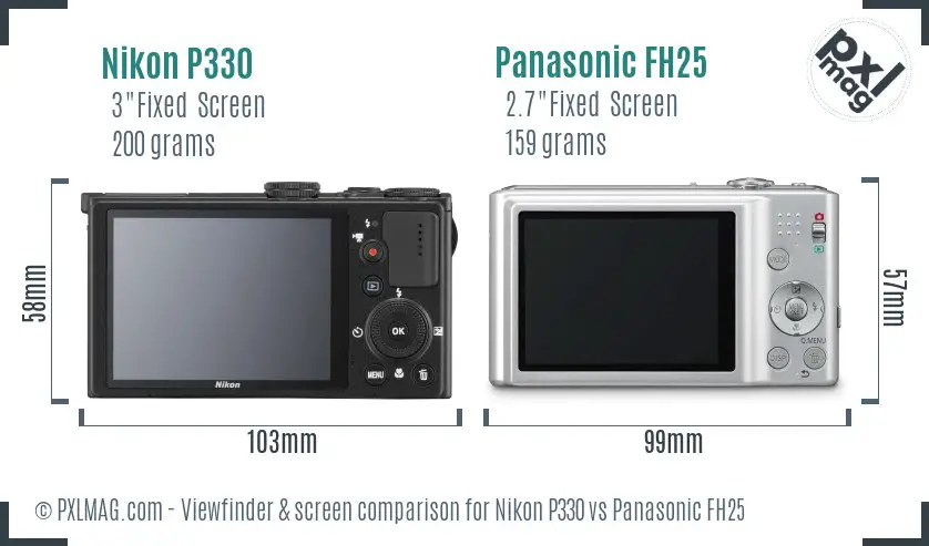 Nikon P330 vs Panasonic FH25 Screen and Viewfinder comparison Nikon P330 vs Panasonic FH25 Screen and Viewfinder comparison